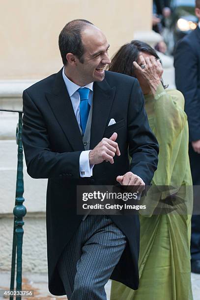 Guests attend Juan Zorreguieta and Andrea Wolf's wedding at palais Liechtenstein on June 7, 2014 in Vienna, Austria.