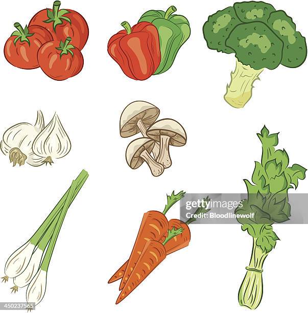 vegetable mix set - spring onion stock illustrations