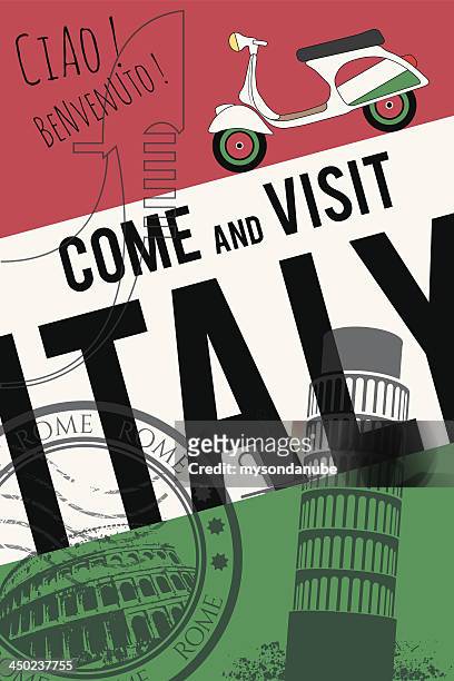 vektor-italien-einladung poster - italien stock-grafiken, -clipart, -cartoons und -symbole