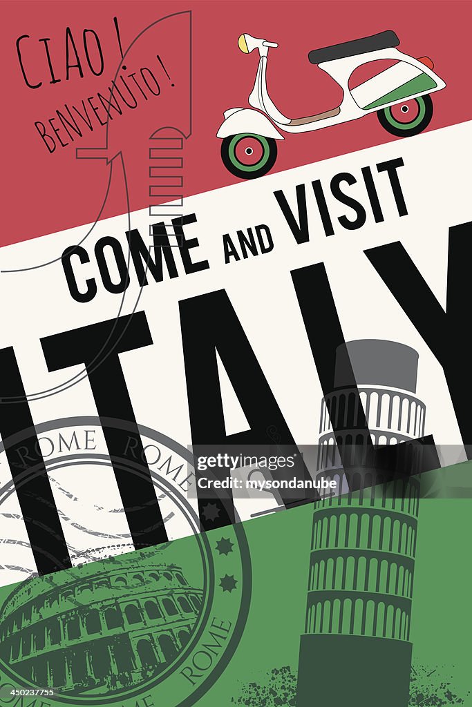 イタリア旅行のポスターベクトル招待状