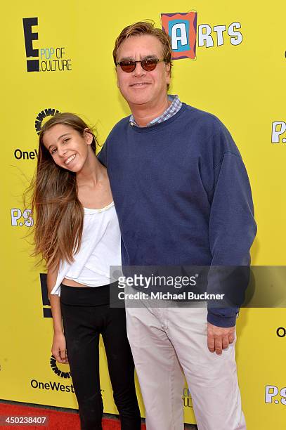 Writer/Producer Aaron Sorkin and daughter Roxy Sorkin attend the P.S. Arts Express Yourself 2013 event held at Barker Hangar on November 17, 2013 in...