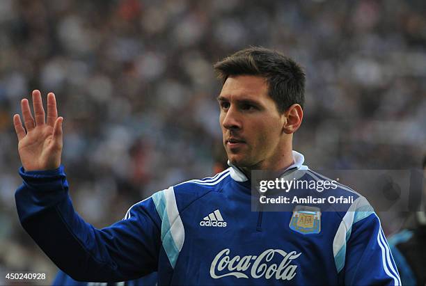 Lionel Messi of Argentina prior a FIFA friendly match between Argentina and Slovenia at Ciudad de La Plata Stadium on June 7, 2014 in La Plata,...