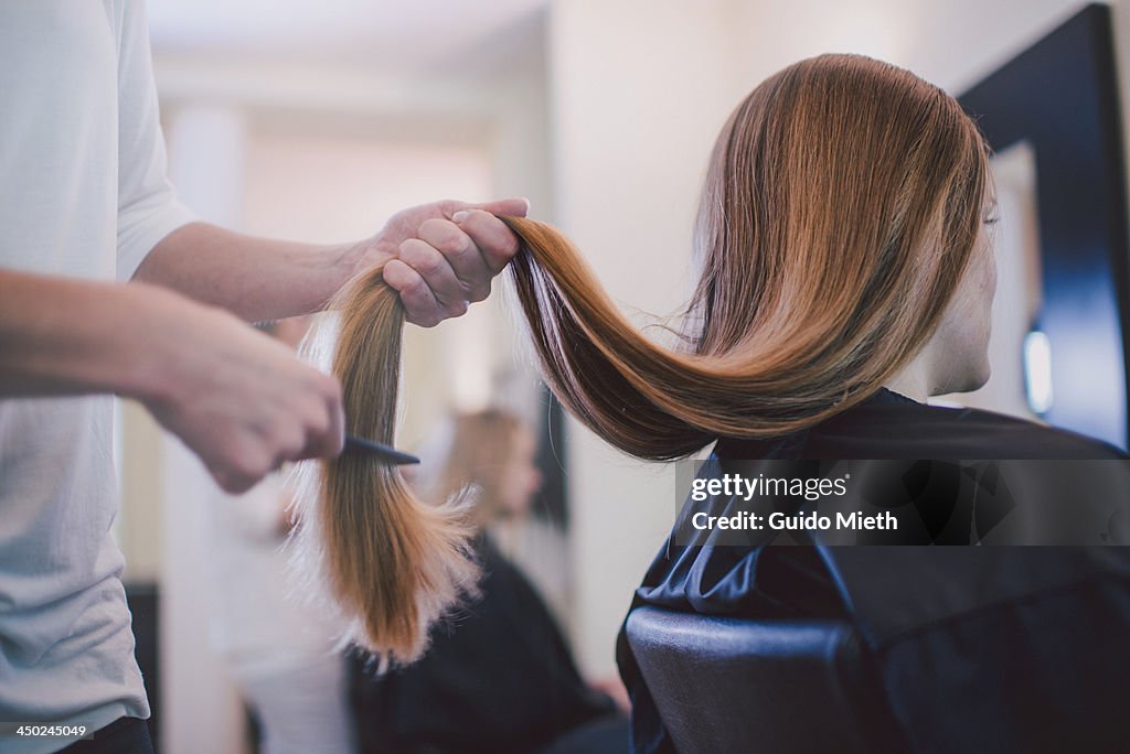 Girlfriends getting new haircut.