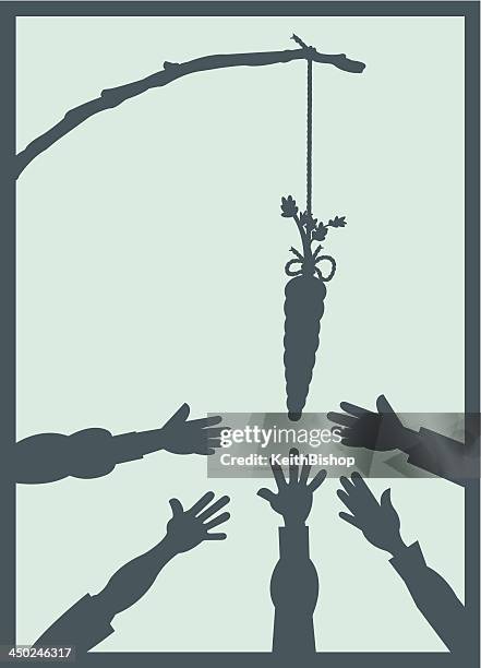 reaching for the carrot - dangle carrot stock illustrations