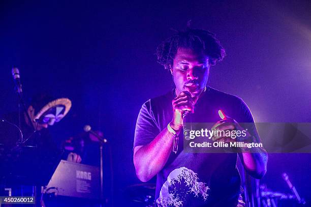 And Sampha perform on stage at Field Day Festival at Victoria Park on June 7, 2014 in London, United Kingdom.