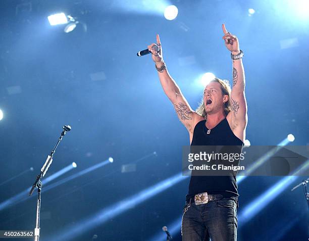 Tyler Hubbard of Florida Georgia Line performs during the 2014 CMA Festival at LP Field on June 7, 2014 in Nashville, Tennessee.