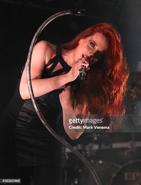 Simone Simons of Epica performs at Day 1 of Pinkpop at Megaland on June 7, 2014 in Landgraaf, Netherlands.