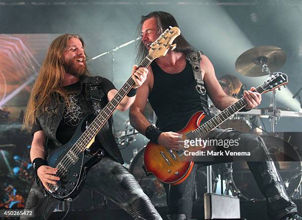 Rob van der Loo and Isaac Delahaye of Epica perform at Day 1 of Pinkpop at Megaland on June 7, 2014 in Landgraaf, Netherlands.