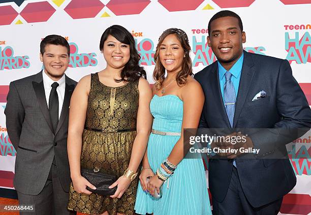 Honorees Zachary Kerr, Rocio Ortega, Miranda Fuentes and Denzel Thompson arrive at the 5th Annual TeenNick HALO Awards at Hollywood Palladium on...