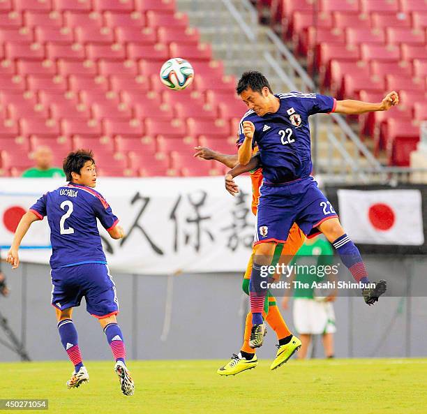 Maya Yoshida of Japan in aciton during the international friendly match between Japan and Zambia at Raymond James Stadium on June 6, 2014 in Tampa,...