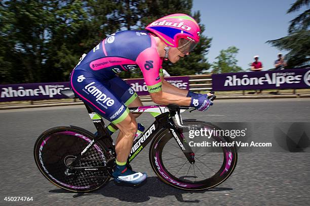 Damiano Cunego of Italy and Team Lampre in action during the first stage, an individual time trial, of the Criterium du Dauphine, on June 8, 2014 in...