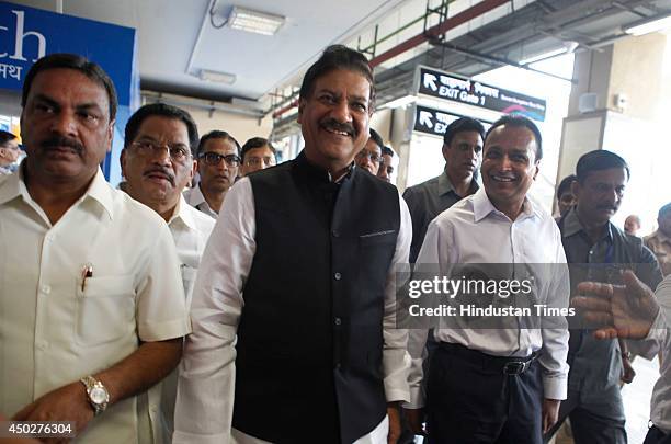 Chief Minister Prithviraj Chauhan and Chairman of Reliance Group Anil Ambani at the inauguration of Mumbai Metro at Versova, Andheri, as he flagged...