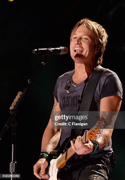 Keith Urban performs during the 2014 CMA Festival at LP Field on June 7, 2014 in Nashville, Tennessee.