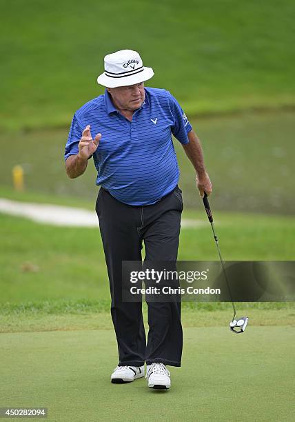 Jim Colbert birdies the 5th hole while competing in the final round of the Legends division of the Big Cedar Lodge Legends of Golf presented by Bass...