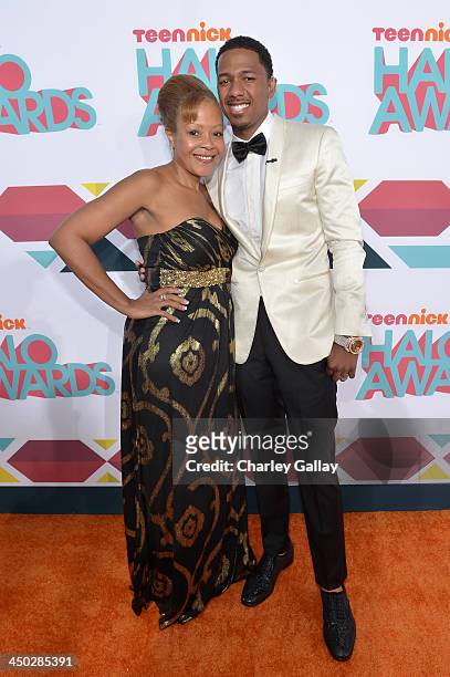 Host Nick Cannon and mother Beth Gardner arrive at the 5th Annual TeenNick HALO Awards at Hollywood Palladium on November 17, 2013 in Hollywood,...
