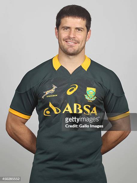 Morne Steyn poses for a photo during the South African national rugby team photocall session on May 31, 2014 in Johannesburg, South Africa.