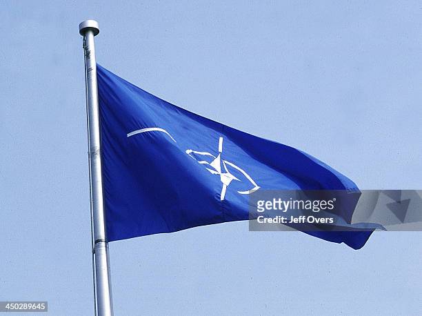 Blue & white NATO Flag.