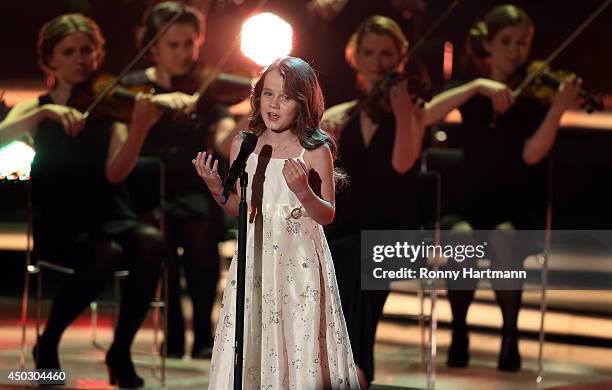 Amira Willighagen performs during the 'Willkommen bei Carmen Nebel' show at GETEC Arena on June 07, 2014 in Magdeburg, Germany.