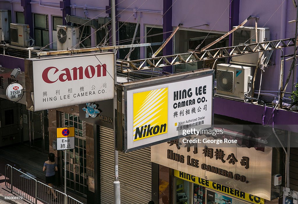 A Central Hong Kong camera store sells Nikon and Canon equipment