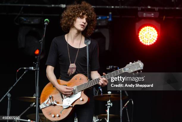 James Edward Bagshaw of the band Temples performs on stage at Field Day Festival 2014 at Victoria Park on June 8, 2014 in London, United Kingdom.