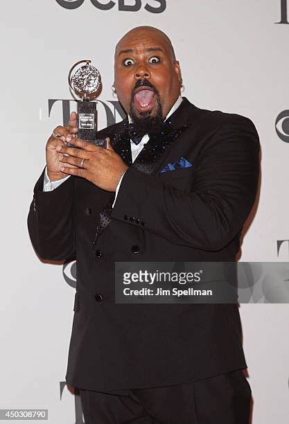 Actor James Monroe Iglehart, winner of best performance by an actor in a featured role in a musical attends American Theatre Wing's 68th Annual Tony...