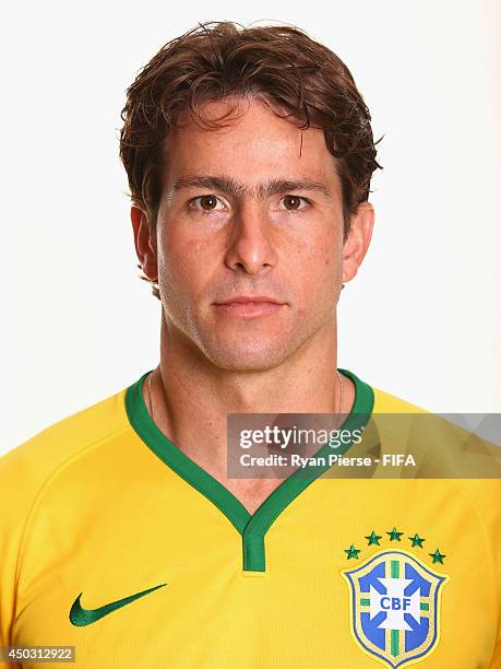 Maxwell of Brazil poses during the official FIFA World Cup 2014 portrait session on June 8, 2014 in Rio de Janeiro, Brazil.