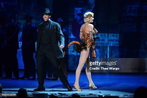 Nick Cordero and Amanda Kloots and the cast 'Bullets Over Broadway' perform onstage during the 68th Annual Tony Awards at Radio City Music Hall on...