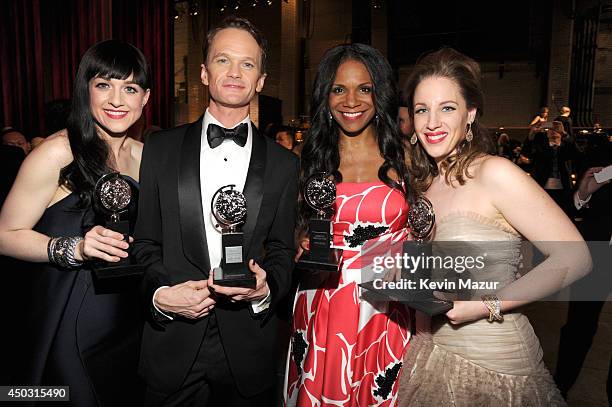 Lena Hall, Neil Patrick Harris, Audra McDonald and Jessie Mueller attend the 68th Annual Tony Awards at Radio City Music Hall on June 8, 2014 in New...