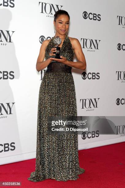 Sophie Okonedo poses in the press room during the American Theatre Wing's 68th Annual Tony Awards at Radio City Music Hall on June 8, 2014 in New...