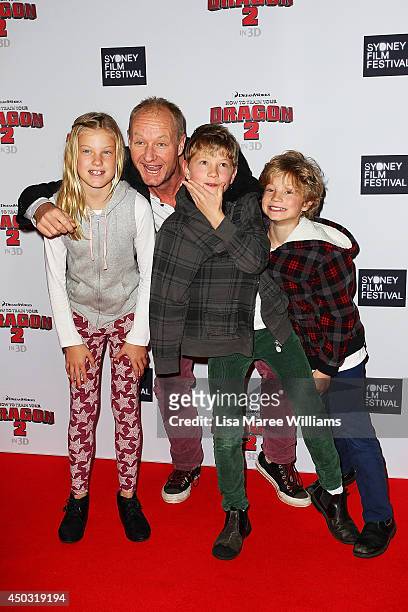 Rob Carlton and family attend the 'How To Train Your Dragon 2' Australian premiere at Event Cinemas George Street on June 9, 2014 in Sydney,...