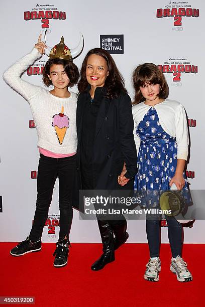 Yumi Stynes and family attend the 'How To Train Your Dragon 2' Australian premiere at Event Cinemas George Street on June 9, 2014 in Sydney,...