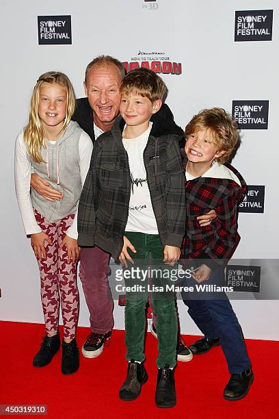 Rob Carlton and family attend the 'How To Train Your Dragon 2' Australian premiere at Event Cinemas George Street on June 9, 2014 in Sydney,...