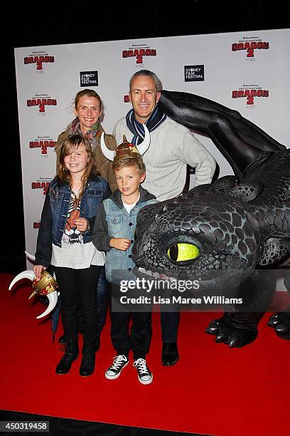 Rachel Beretta, Mark Beretta and family attend the 'How To Train Your Dragon 2' Australian premiere at Event Cinemas George Street on June 9, 2014 in...