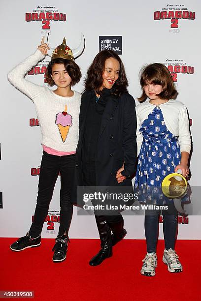 Yumi Stynes and family attend the 'How To Train Your Dragon 2' Australian premiere at Event Cinemas George Street on June 9, 2014 in Sydney,...