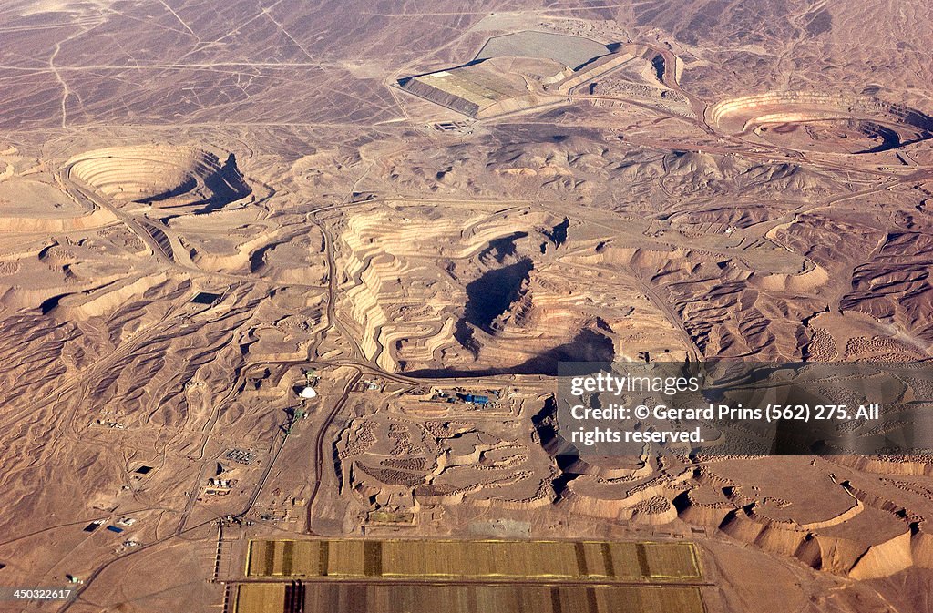 Aerial of the La Escondida open-pit copper mine