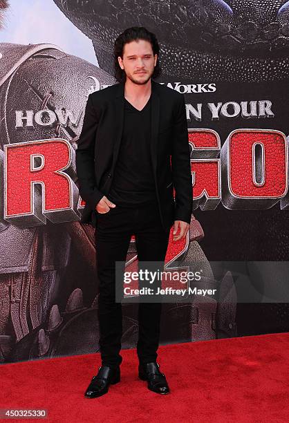 Actor Kit Harington arrives at the Los Angeles premiere of 'How To Train Your Dragon 2' at the Regency Village Theatre on June 8, 2014 in Westwood,...