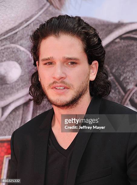 Actor Kit Harington arrives at the Los Angeles premiere of 'How To Train Your Dragon 2' at the Regency Village Theatre on June 8, 2014 in Westwood,...