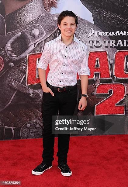 Actor Zach Callison arrives at the Los Angeles premiere of 'How To Train Your Dragon 2' at the Regency Village Theatre on June 8, 2014 in Westwood,...