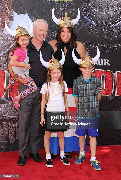 Actor Neal McDonough, wife Ruve McDonough and children arrive at the Los Angeles premiere of 'How To Train Your Dragon 2' at the Regency Village...