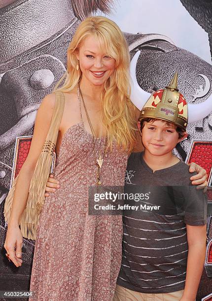 Actress Charlotte Ross and son Max arrive at the Los Angeles premiere of 'How To Train Your Dragon 2' at the Regency Village Theatre on June 8, 2014...