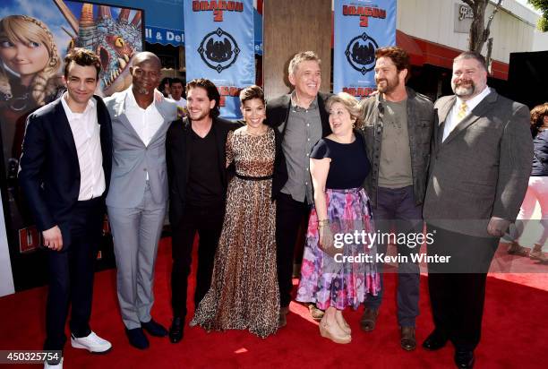 Actors Jay Baruchel, Djimon Hounsou, Kit Harington, America Ferrera, Craig Ferguson, producer Bonnie Arnold, actor Gerard Butler and writer/director...