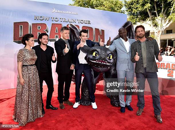 Actors America Ferrera, Kit Harington, Craig Ferguson, Jay Baruchel, Djimon Hounsou and Gerard Butler arrive at the premiere of Twentieth Century Fox...