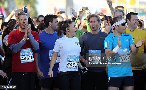 Actress Alison Sweeney prepares to start a Zappos.com 1/2 of the half race during the Rock 'n' Roll Las Vegas Marathon and Half Marathon benefitting...