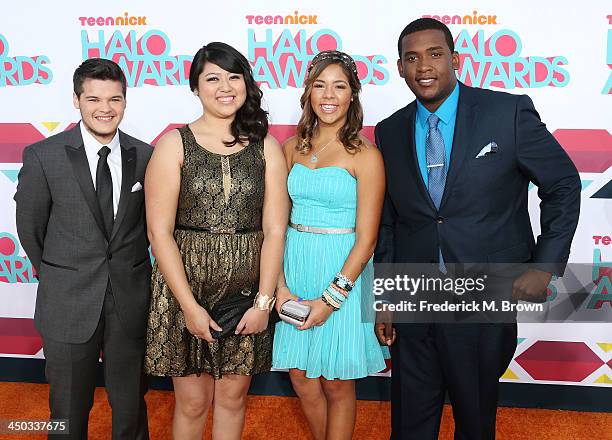 Zachery Kerr, Rocio Ortega, Miranda Fuentes, and Denzel Thompson attend the 2013 HALO Awards at the Hollywood Palladium on November 17, 2013 in...