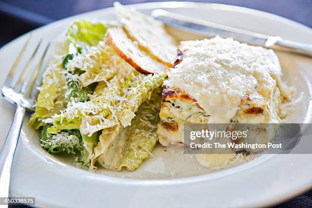 October 25: Homemade Baked Vegetable Lasagna served with side Caesar Salad at Forlano's Market in The Plains, VA.