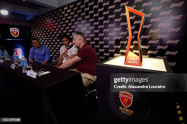 Detail of the FIFA man of the match trophy during the press conference presented by Budweiser at Budweiser Hotel by Pestana on June 9, 2014 in Rio de...