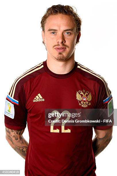 Andrey Eshchenko of Russia poses during the Official FIFA World Cup 2014 portrait session on June 9, 2014 in Sao Paulo, Brazil.