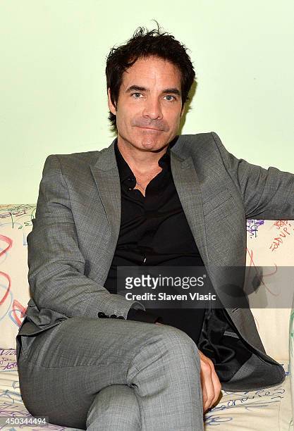 Pat Monahan of pop rock band "Train" visits Music Choice on June 9, 2014 in New York City.
