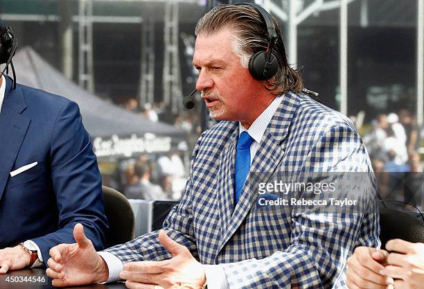 Network on-air talent Barry Melrose hosts the pre-game show before Game One of the 2014 Stanley Cup Final at Staples Center on June 4, 2014 in Los...