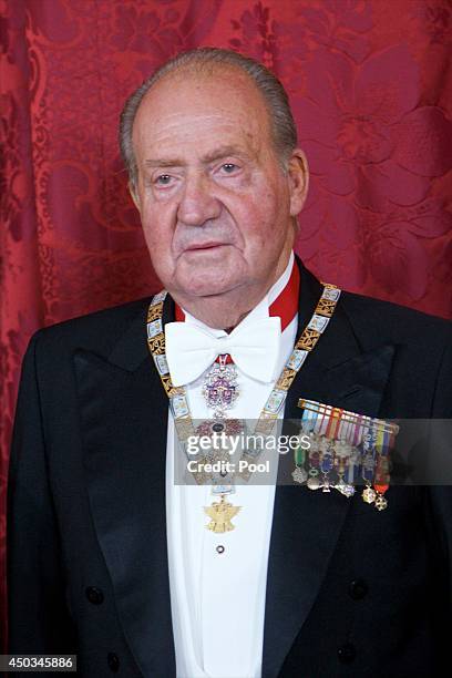 King Juan Carlos of Spain attends a Dinner in honour of Mexican President Enrique Pena Nieto at The Royal Palace on June 9, 2014 in Madrid, Spain.